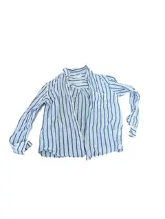 ZARA 白と青のストライプ長袖シャツ