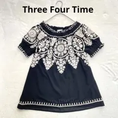 Three Four Time 刺繍 ブラウス プルオーバー シアー ブラックのサムネイル