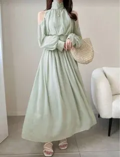 ミントグリーン ロングワンピース