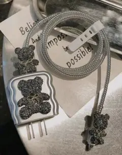 テディベア 充電ケーブルソフトケース iPhone 16/15/14 対応