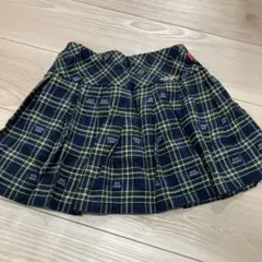 美品　ミキハウス　チェックロゴプリーツスカート 120 130 M