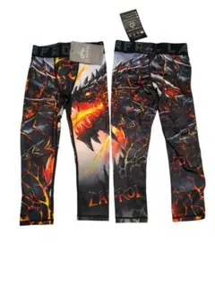 ★新品２枚組★コンプレッションタイツ　スポーツウェア　吸汗速乾ドラゴン　龍　SMのサムネイル