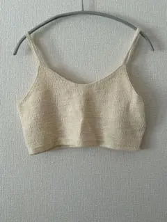 ベージュ ニット風 クロップドビスチェ