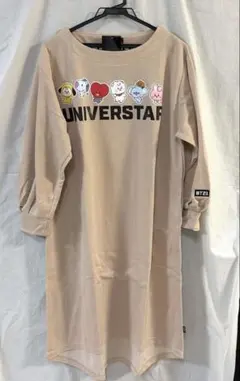 BT21 長袖 ワンピース Lベージュ ワンピ BTS バンタンのサムネイル