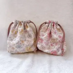 花柄巾着袋 2個セット