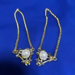 新品未使用★ イミテーションゴールド＆シルバーネックレス　大パール付　2本セット