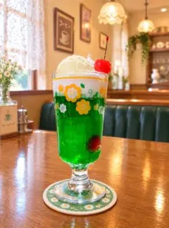 クリームソーダ 食品サンプル フェイクスイーツ インテリア - メルカリ