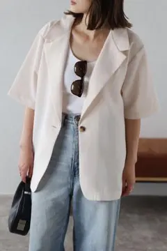 ★タグ付き★ ボンジュールサガン サマーツイードハーフスリーブジャケット 半袖