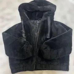 上　ZARA フリース　フードジャケット 黒　アウター　ジャケット　コート