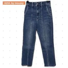 デニム　ストレート　AZUL ハイウエスト スリット　キレイめ　ブルー