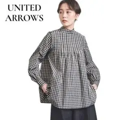 美品✨ユナイテッドアローズ P タフタ フリル ハイネック ブラウス 長袖 S