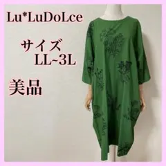 【美品】Lu*LuDoLce ボタニカル柄カットソーワンピース
