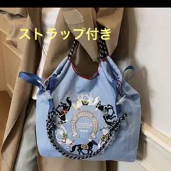 トートバッグ　エコバッグ　馬柄　新品未使用　刺繍　ナイロン　ストラップ付き