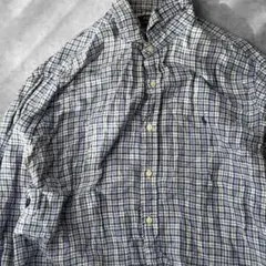 15803 ポロラルフローレン 刺繍 チェック柄 リネンシャツ