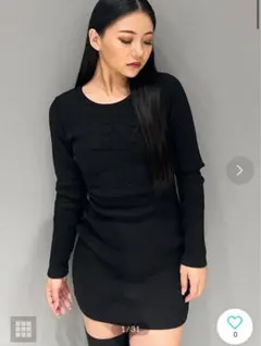 GYDA GYロゴアップリケタイトリブワンピース ブラック