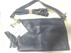 ネイビー ショルダーバッグ フリンジ付き