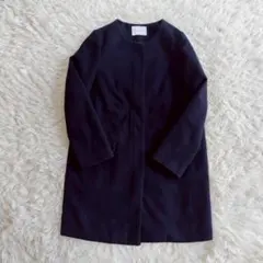 Simplicite (シンプリシテェ) ロングコート FREE ネイビー 古着