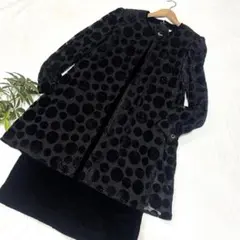 美品 ベルサフィーナ ベルベット ベロア ワンピース ドット柄 シアー 11号