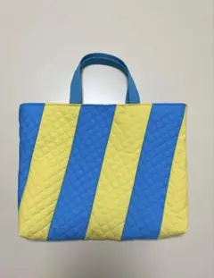 ハンドメイド⭐︎完成品　パッチワーク　ストライプ　レッスンバッグ　キルティング