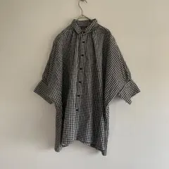 極美品 ZUCCa ギンガムシャツ 変形カシュクール ラウンドテール シャツ 