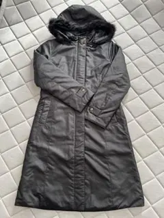 ユニクロファー付きフード ブラックロングコート　Ｌサイズ