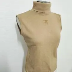 正規品 FENDI ベージュ タートルネック ノースリーブ ニット サイズS相当