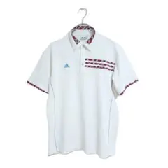 adidas ポロシャツ L ホワイト チェック切替 スポーツ おしゃれ ロゴ