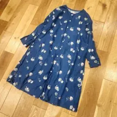 d.comfort フラワープリント 花柄 ワンピース リネン100%　麻のサムネイル