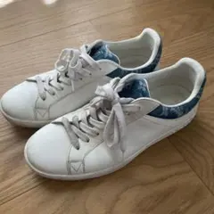 LV ルイヴィトンホワイトレザー デニムスニーカー　24.0〜24.5