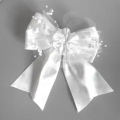 USED 子供 キッズ リボン ヘッドドレス ヘアピン ヘアアクセ 白