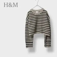 【H&M エイチアンドエム】ニット　セーター　ボーダー　クロップド丈　ショート丈