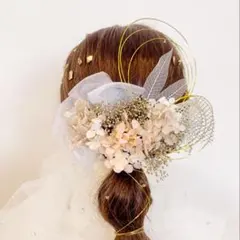 金箔付き髪飾り 成人式 結婚式 卒業式 ヘッドパーツ ヘアピン プリザーブド