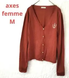 axes femme M ニットカーディガン 刺繍 薄手