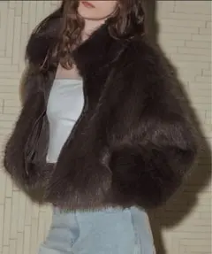 Mili affinity フェイクファーショート丈ダブルジップジャケット