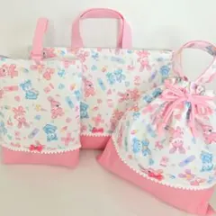 3点セット レッスンバッグ 上履き入れ 体操着袋・お着替え袋 ハンドメイド