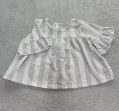 グレー ストライプ 半袖ブラウス