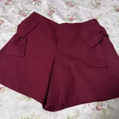 お値下♥︎︎美品♥︎︎クチュールブローチ♥︎︎リボン付バーガンディキュロット♥︎︎ショートパンツ
