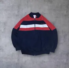 ダ*チ様 90s アディダス トラックジャケット L 紺 赤 銀タグ くすみカラ