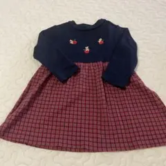 familiar ワンピース 80 ネイビー チェック