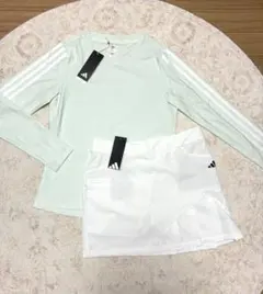 新品 S/XS アディダスゴルフ 長袖シャツ＆プリーツロングスカート上下