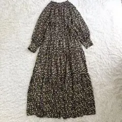 green label relaxing フラワー ティアード ワンピース