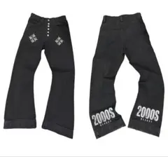 ブラックワイドレッグフレアパンツ 2000年代風