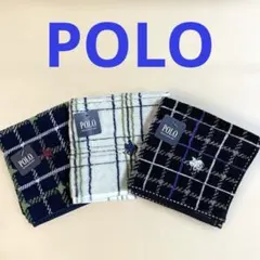 POLO チェック柄タオルハンカチ 【3枚セット】