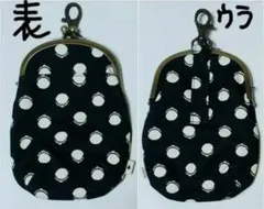 新品:　AYANOKOJI　ガマドット柄　がま口ポーチ　ブラックのサムネイル