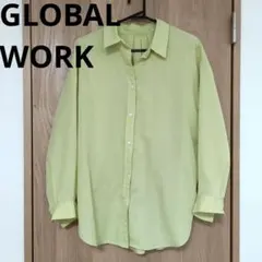 GLOBAL WORKお手入れらくらくフレンチリネンシャツイエロー63 Mサイズのサムネイル