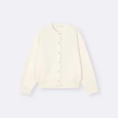 スウェットライクニットドルマンスリーブカーディガン　ホワイト　Mサイズ