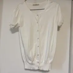 Parle Pêche ホワイト半袖カーディガン