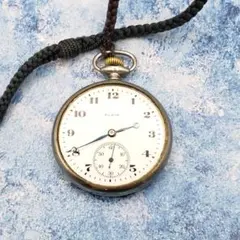 【稼働】ELGIN エルジン　懐中時計 手巻き式 スモセコ　青針のサムネイル