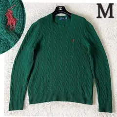 ▶︎ ポロラルフローレン ウール カシミヤ ケーブルニット セーター グリーン
