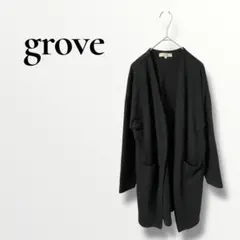 grove グローブ　ロングニットカーディガン　ブラック　Mのサムネイル